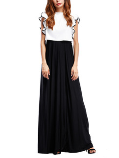 Black and White Two Piece Maxi Plus Size Dress for Cocktail Prom Ball