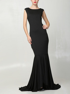 Black Maxi Plus Size Backless Dress for Cocktail Party Evening Ball Prom