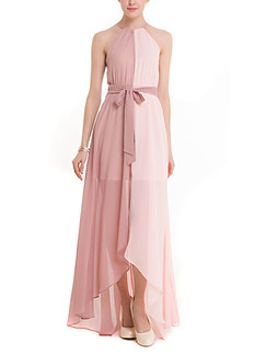 Pink Maxi Plus Size Halter Cute Dress for Cocktail Party Prom Ball