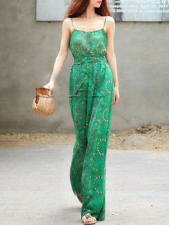 Green Two Piece Shirt Pants Slip Jumpsuit for Casual Party