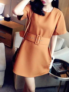 Brown Above Knee Shift Dress for Casual Office