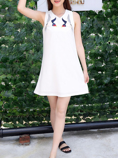 White Above Knee Shift Dress for Casual Party