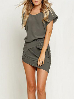 Grey Bodycon Above Knee Plus Size Dress for Casual Party