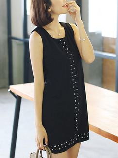 Black Above Knee Shift Dress for Casual Party