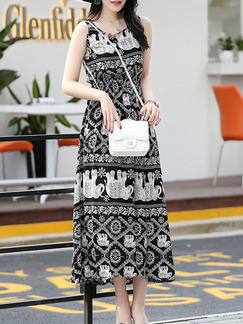 Black White Maxi Plus Size Dress for Casual Party Beach