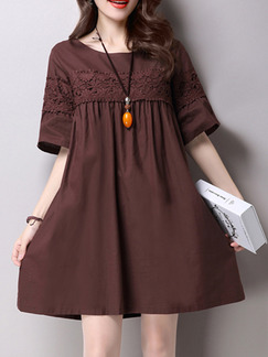 Brown Above Knee Shift Dress for Casual Party