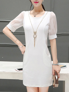 White Above Knee Sheath Plus Size Dress for Casual Party Evening Office