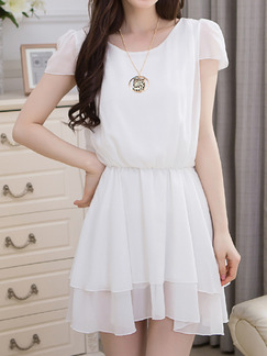 White Fit & Flare Above Knee Plus Size Dress for Casual Party Evening