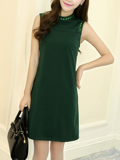 Green Above Knee Plus Size Shift Dress for Casual Party Evening
