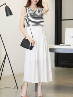 Black White Maxi Dress for Casual Party Evening