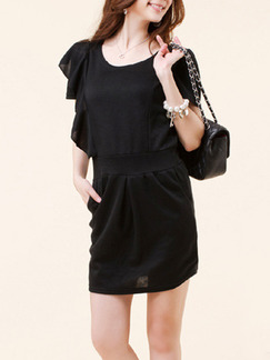 Black Above Knee Sheath Dress for Casual Party Evening Office