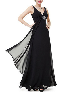 Black Maxi V Neck Backless Plus Size Dress for Party Evening Cocktail Prom