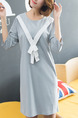 Grey Shift Above Knee Dress for Casual
 On Sale