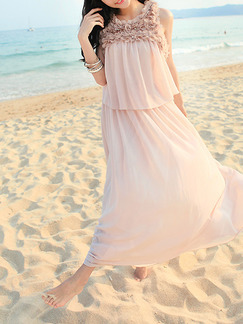 Pink Maxi Lace Plus Size Dress for Casual Beach On Sale