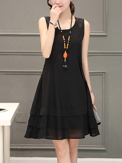 Black Shift Above Knee Plus Size Dress for Casual Party Evening On Sale
