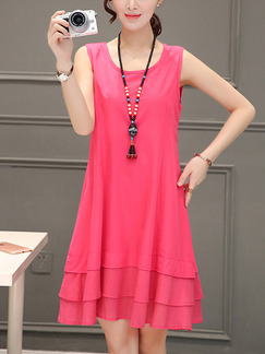 Pink Shift Plus Size Cute Above Knee Dress for Casual Party Evening On Sale