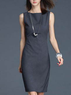 Grey Sheath Above Knee Plus Size Dress for Casual Office