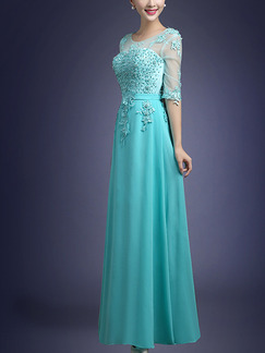 Green Maxi Lace Dress for Prom Bridesmaid