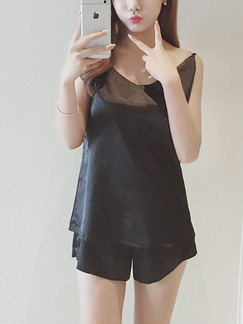 Black Two Piece Shirt Shorts Wide Leg Jumpsuit for Casual