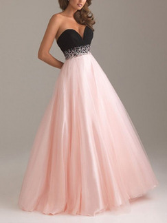 Pink and Black Strapless Maxi Plus Size Dress for Prom Bridesmaid Ball
