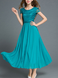 Green Midi Plus Size Lace Fit & Flare Dress for Prom Party Evening