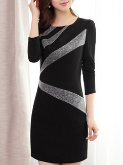 Black and Grey Sheath Plus Size Above Knee Dress for Party Evening Cocktail