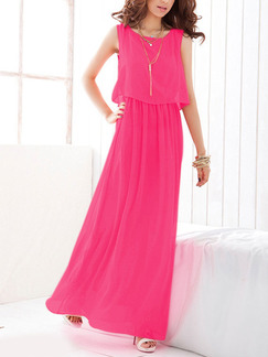 Pink Maxi Plus Size Cute Dress for Casual Beach