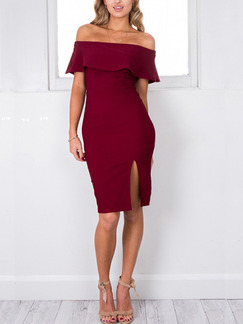 Red Off Shoulder Above Knee Plus Size Bodycon Dress for Party Evening Cocktail