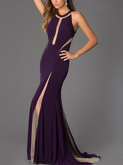 Purple Maxi Bodycon Halter Plus Size Dress for Party Cocktail Evening Ball