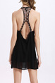 Black Backless Above Knee Plus Size Halter  Dress for Casual Evening Party