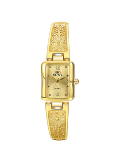 Gold Gold Plated Band Bracelet Quartz Watch