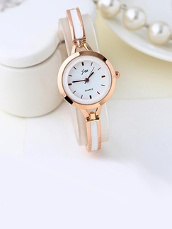 Gold and White Gold Plated Band Bracelet Quartz Watch