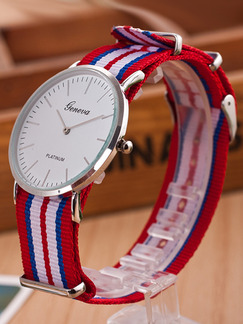 Red White and Blue Nylon Band Bracelet Quartz Watch