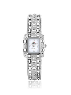 Silver Silver Plated Band Rhinestone Bracelet Quartz Watch