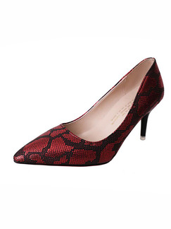 Red Black Leather Pointed Toe Pumps High Heel 7cm Heels