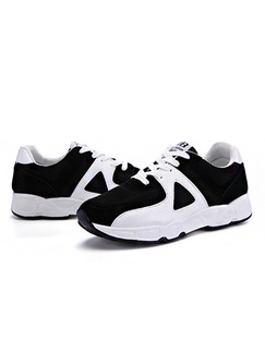 White and Black Canvas Pointed Toe Lace Up Rubber Shoes