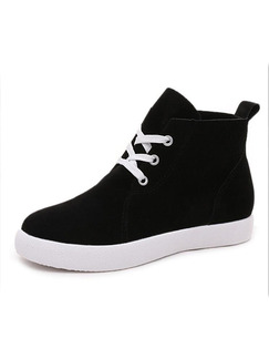 Black Suede Round Toe Lace Up Boots