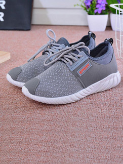 Grey Canvas Round Toe Lace Up Rubber Shoes
