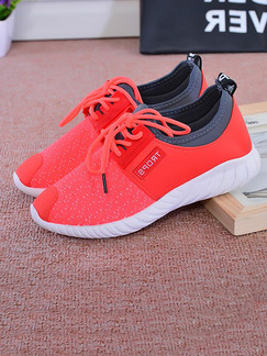 Red Canvas Round Toe Lace Up Rubber Shoes