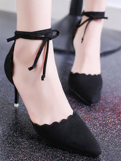 Black Suede Pointed Toe Strappy High Heel 7.5CM Heels