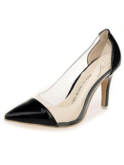 Black Patent Leather Pointed Toe Pumps High Heel 8.5CM Heels