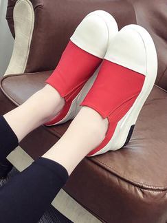 Red and White Canvas Round Toe Rubber Shoes