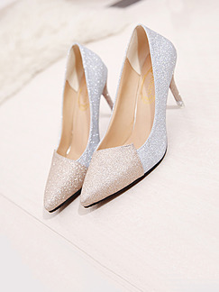 Silver and Gold Leather Pointed Toe Pumps High Heel Stiletto Heel 8.8CM Heels