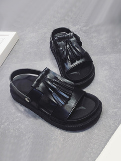 Black Leather Open Toe Sandals