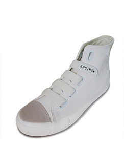 White Leather Round Toe Rubber Shoes Boots