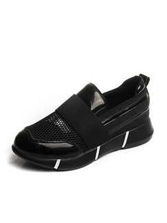 Black Patent Leather Round Toe Rubber Shoes