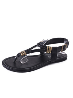 Black and Gold Leather Open Toe Ankle Strap Sandals