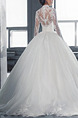 White High Neck Ball Gown Embroidery Appliques Dress for Wedding