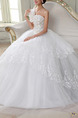 White One Shoulder Ball Gown Beading Embroidery Appliques Dress for Wedding