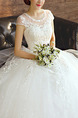White Bateau Illusion Ball Gown Beading Embroidery Dress for Wedding